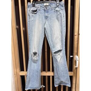 Abercrombie & Fitch Emma Jeans 10 Light Wash Distressed Ripped DIY CUT HEM